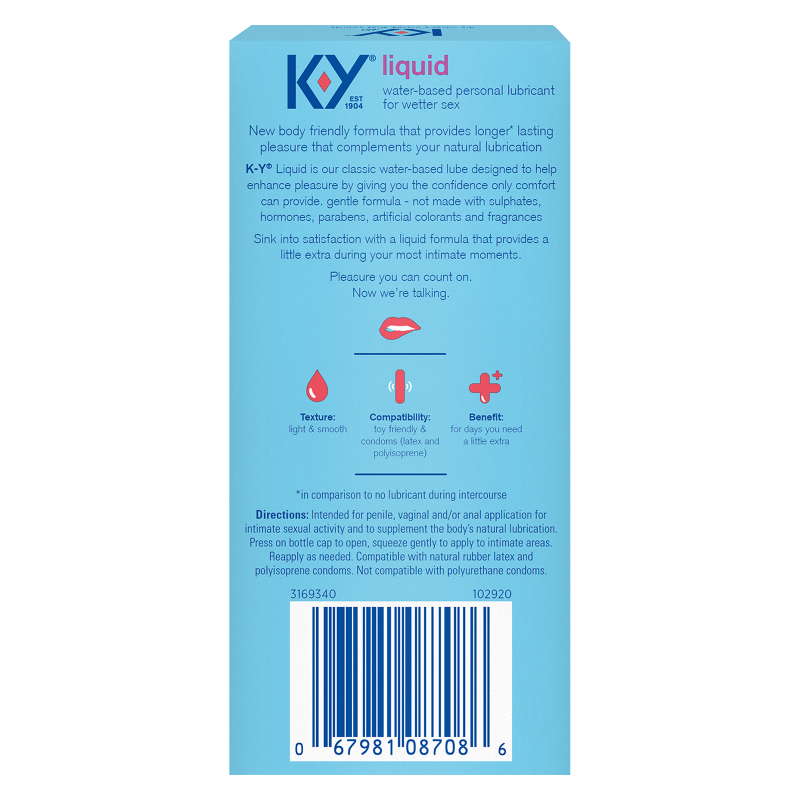 K-Y Liquid Water Based Lubricant 2.4 oz