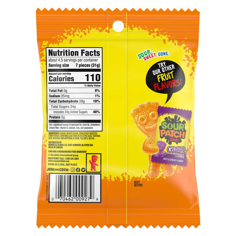 Sour Patch Kids Peach Soft & Chewy Candy 4.96oz