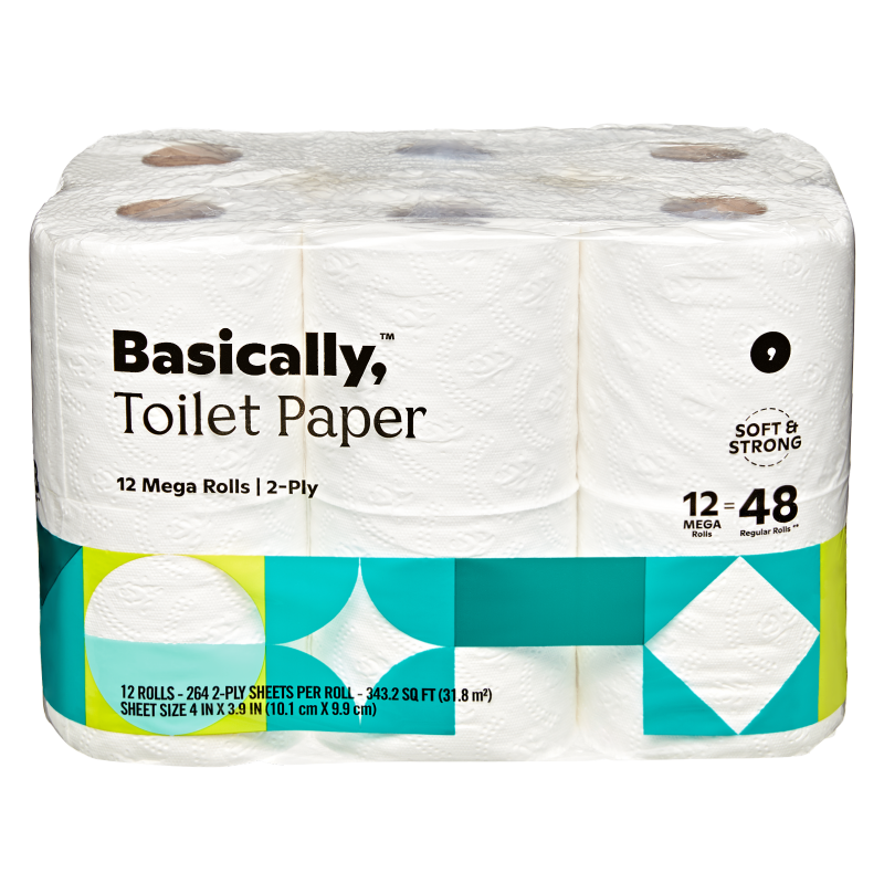 Basically, 12ct Large Roll Soft Toilet Paper