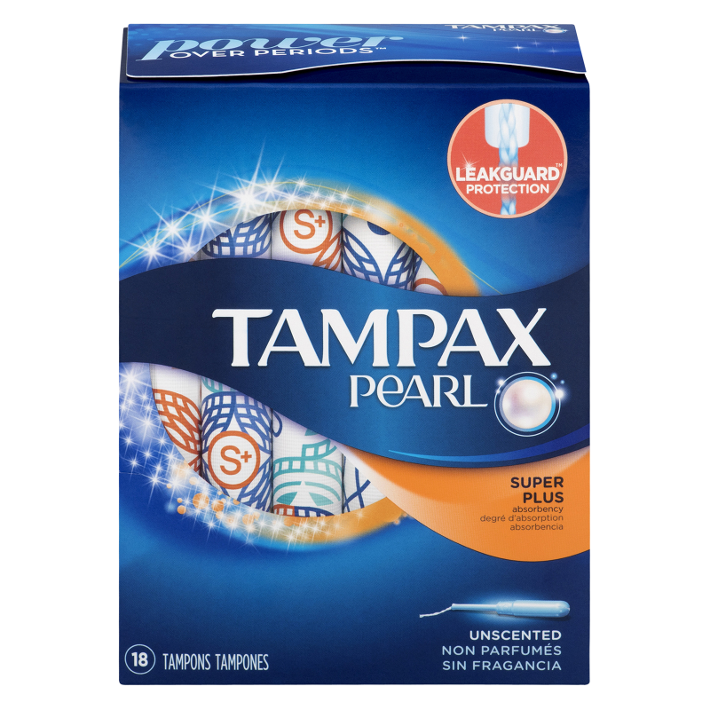 Tampax Pearl Plastic Tampons Super Plus Unscented 18ct