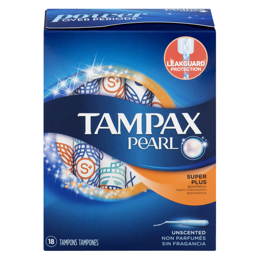 Tampax Pearl Plastic Tampons Super Plus Unscented 18ct