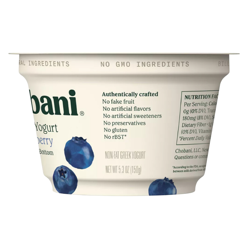 Chobani Blueberry on the Bottom Non-Fat Greek Yogurt - 5.3oz