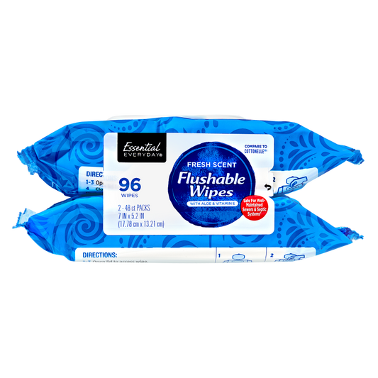 Essential Everyday Flushable Wipes 96ct