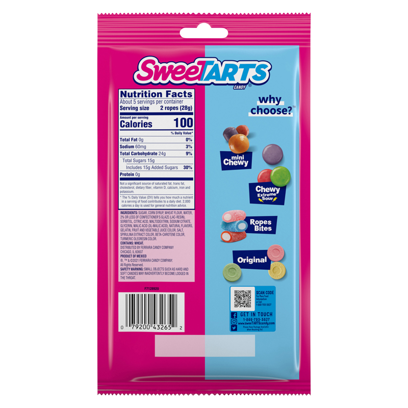 SweeTARTS Twisted Rainbow Punch Ropes 5oz