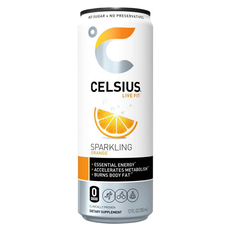 CELSIUS Sparkling Orange, Essential Energy Drink, 4 Pack 12oz Can