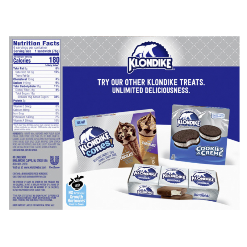 Klondike Sandwiches Classic Vanilla Ice Cream Sandwiches 6ct