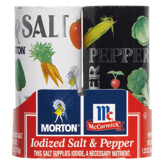 Morton Iodized Salt & McCormick Black Pepper Shakers set 5.25oz