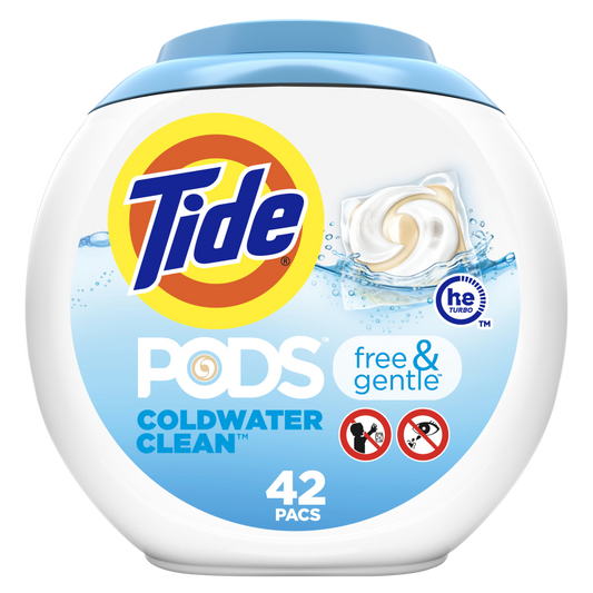 Tide PODS Free and Gentle Laundry Detergent Pacs Unscented 42ct