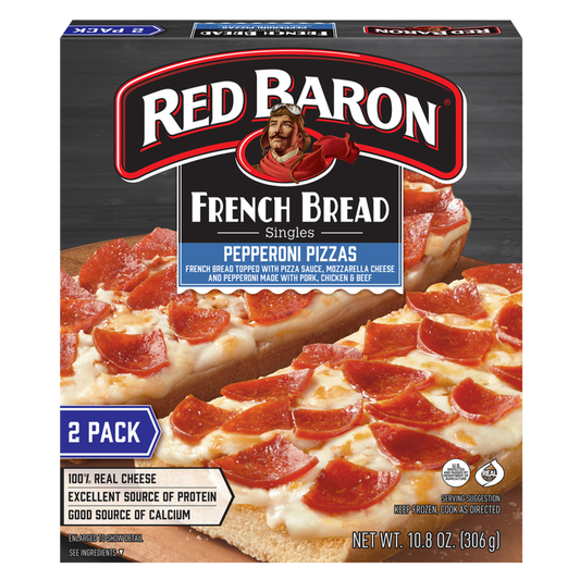 Red Baron Frozen French Bread Singles Pepperoni Pizza 2ct 10.8oz