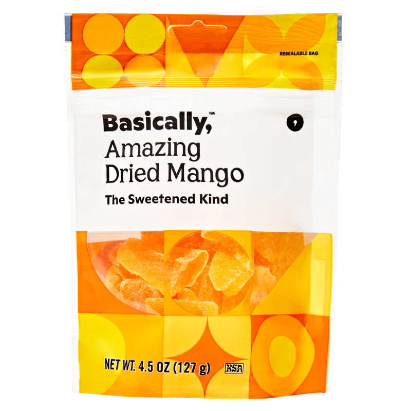 Basically, Dried Sweetened Mango 4.5oz