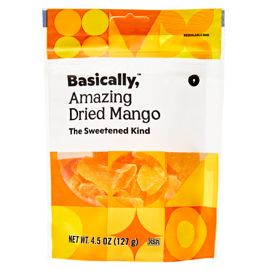 Basically, Dried Sweetened Mango 4.5oz