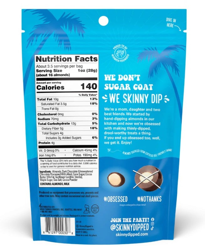 SkinnyDipped Dark Chocolate Cocoa Almonds 3.5oz