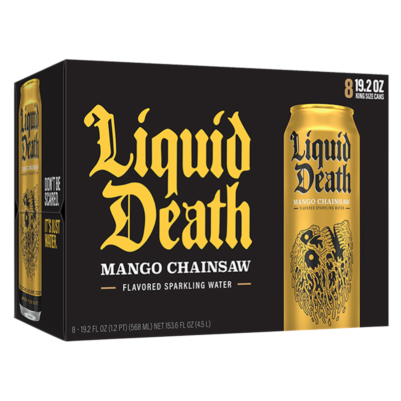 Liquid Death Sparkling Water Mango Chainsaw 8pk 19.2oz Can