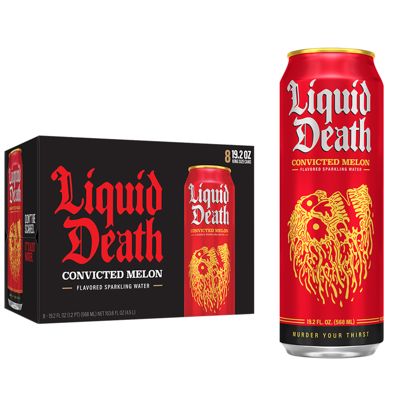 Liquid Death Sparkling Water Convicted Melon 8pk 19.2oz Can