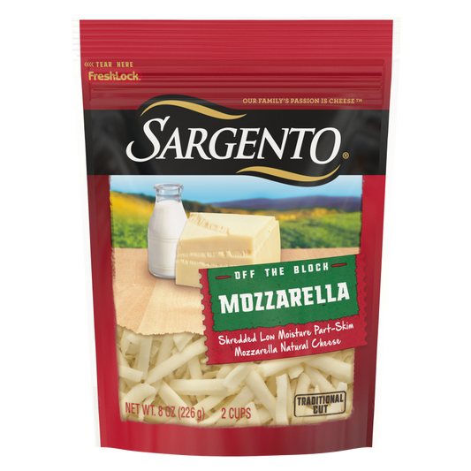 Sargento Natural Shredded Traditional Part-Skim Mozzarella Cheese - 8oz