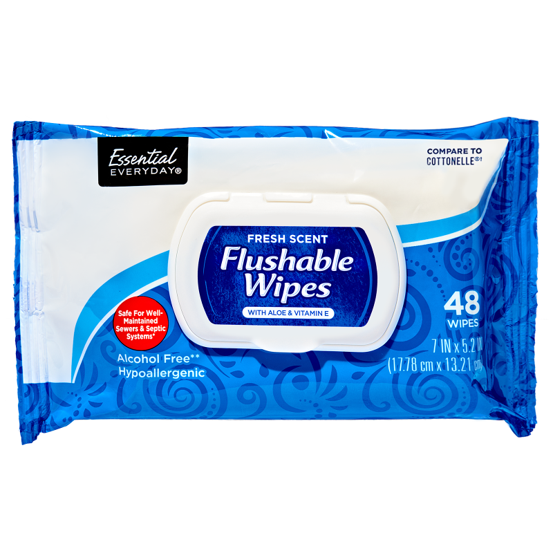 Essential Everyday Flushable Wipes 96ct