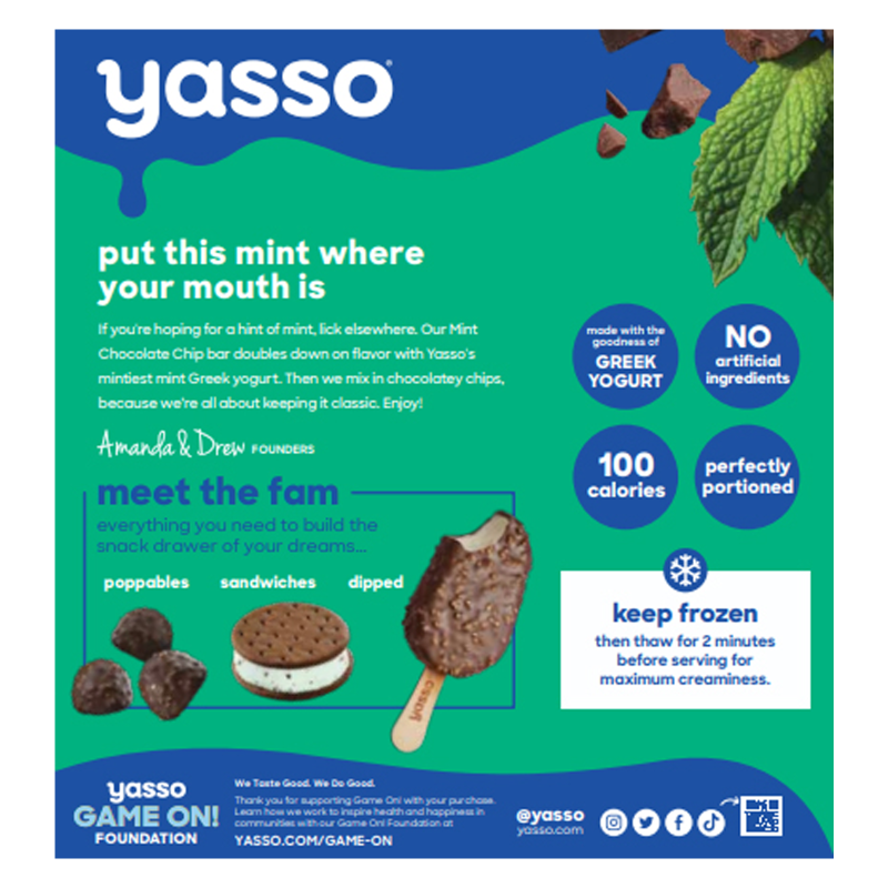 Yasso Frozen Greek Yogurt Mint Chip Bar 4ct