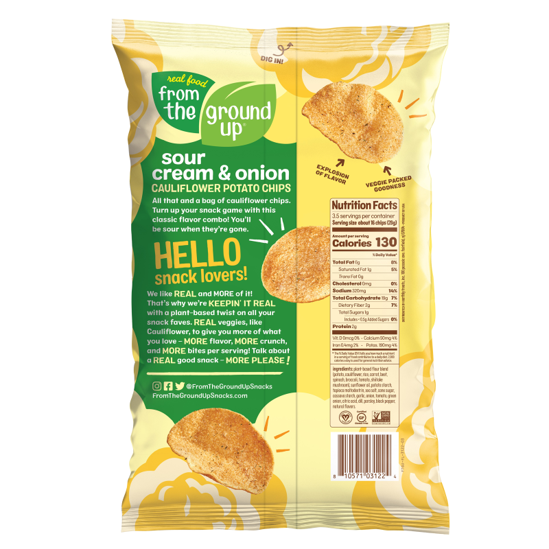 From the Ground Up Sour Cream & Onion Cauliflower Potato Chips 3.5oz