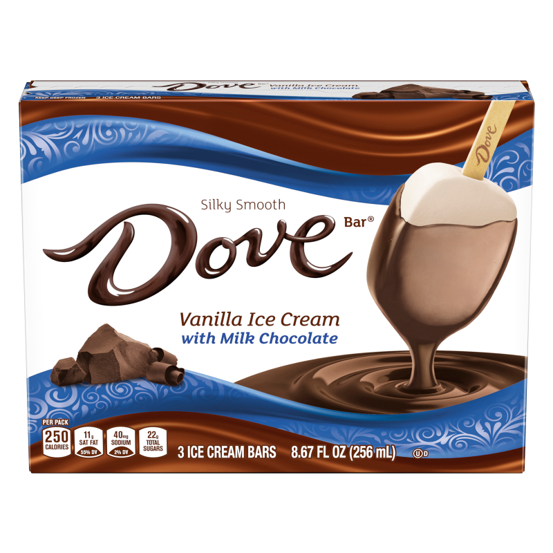 Dove Vanilla Ice Cream Bars Coated With Milk Chocolate 3ct