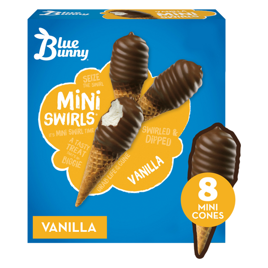 Blue Bunny Vanilla Mini Swirls Dipped Cones 8ct