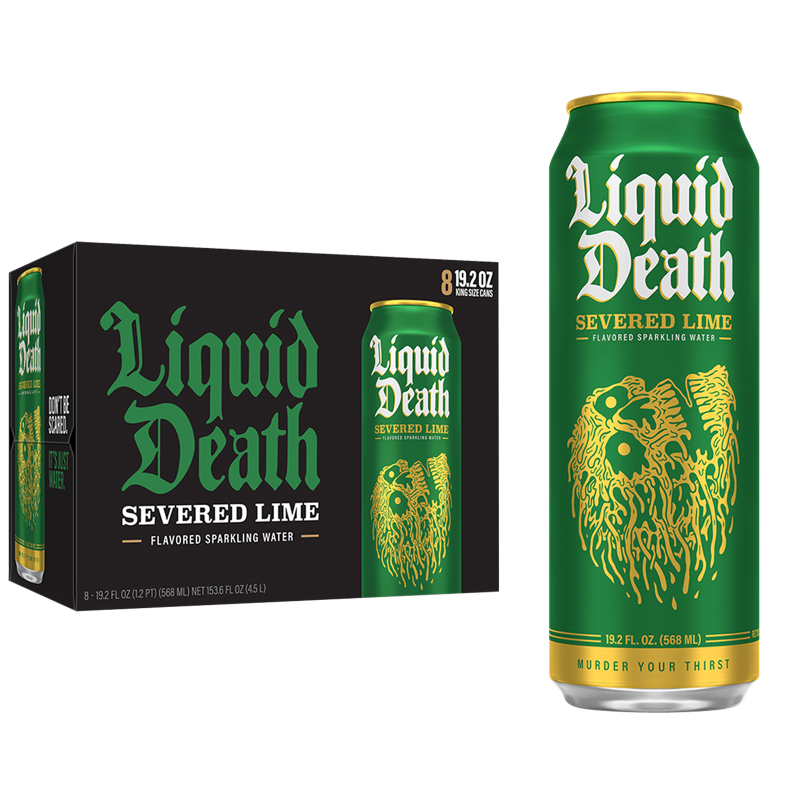 Liquid Death Sparkling Water Severed Lime 8pk 19.2oz Can