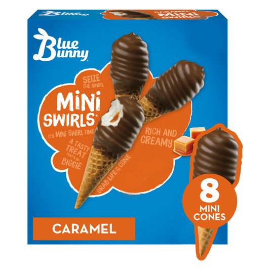 Blue Bunny Caramel Mini Swirls Dipped Cones 8ct