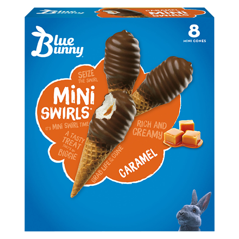 Blue Bunny Caramel Mini Swirls Dipped Cones 8ct