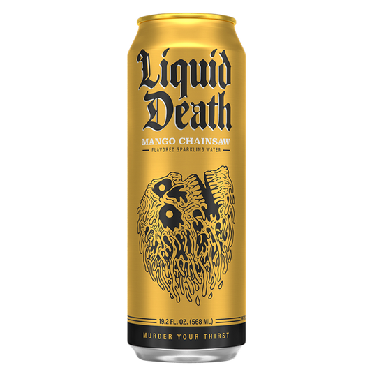 Liquid Death Sparkling Water Mango Chainsaw 19.2oz King Size Can