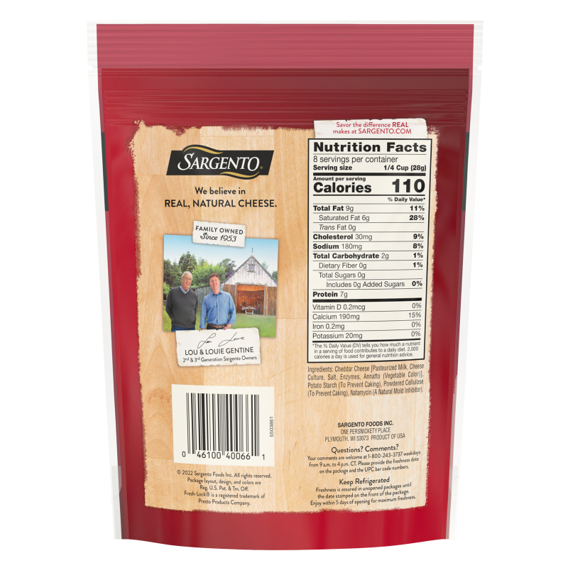 Sargento Natural Finely Shredded Sharp Cheddar Cheese - 8oz