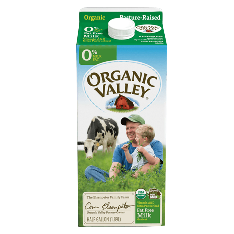 Organic Valley Non-Fat Reduced Fat Milk 1/2 Gallon